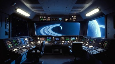 Spaceship Bridge with Saturn View