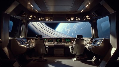 Spaceship Bridge with Saturn View