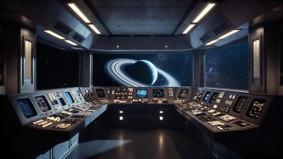 Spaceship Bridge with Saturn View