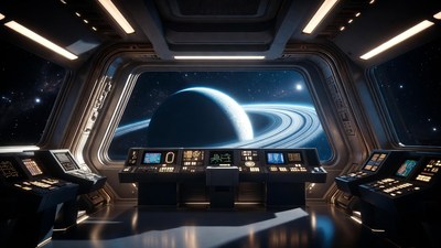 Spaceship Bridge with Saturn View