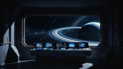 Spaceship Bridge with Saturn View