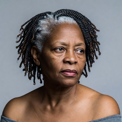 African-American woman with gray braids