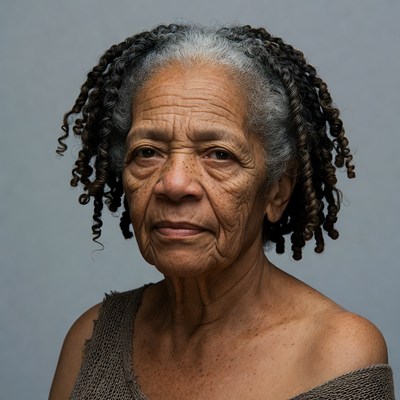 Elderly African-American woman with dreadlocks