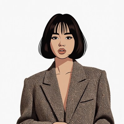 Asian woman in blazer illustration