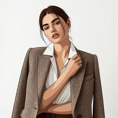 Woman in tweed blazer illustration