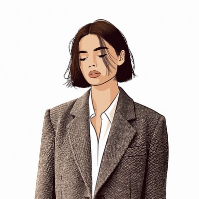Asian woman in gray blazer