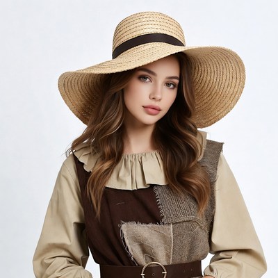 Woman wearing straw hat