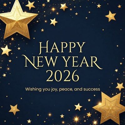 Happy New Year 2026 Golden Stars