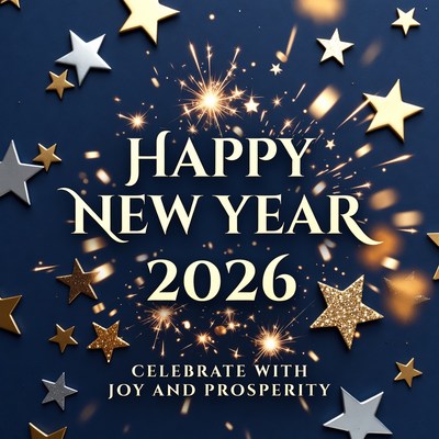 Happy New Year 2026 Sparkling Stars