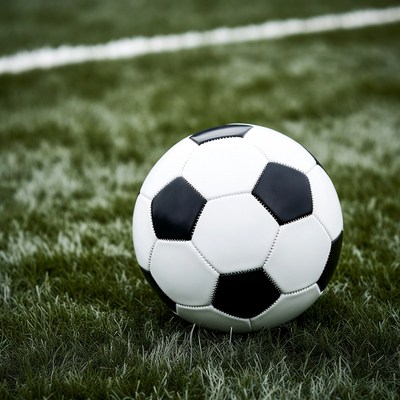 Soccer ball on green field