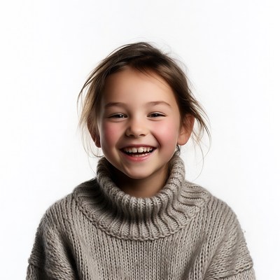 Smiling girl in turtleneck sweater