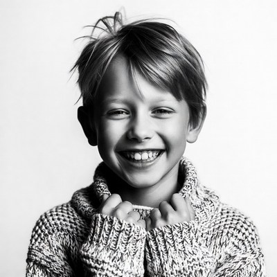 Boy smiling in sweater