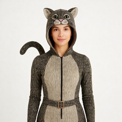 Woman wearing cat costume