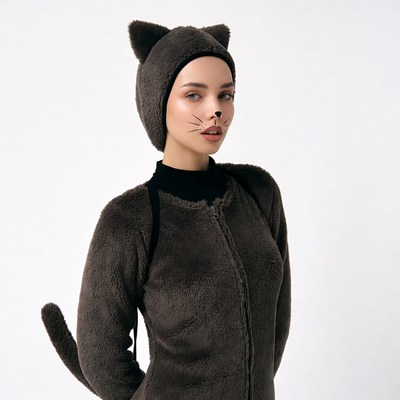 Woman in brown cat costume