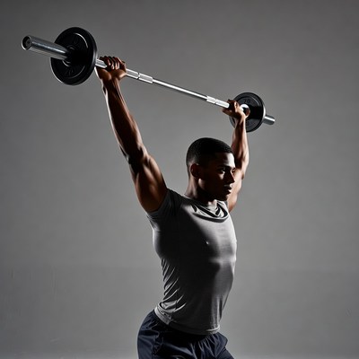 African-American man lifting barbell