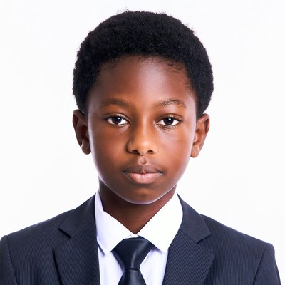 African boy in suit portrait