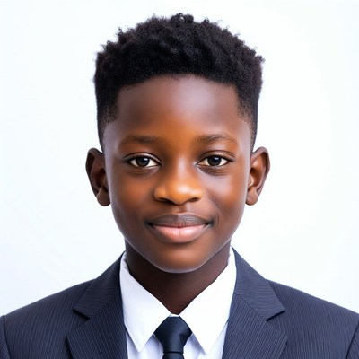 Young Black boy in suit smiling