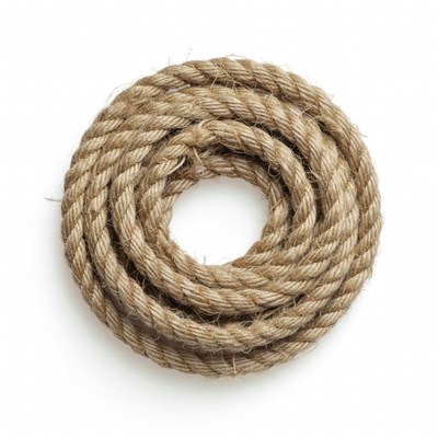Coiled Brown Rope on White