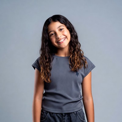 Smiling girl with curly hair