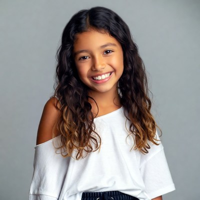 Smiling girl with curly hair