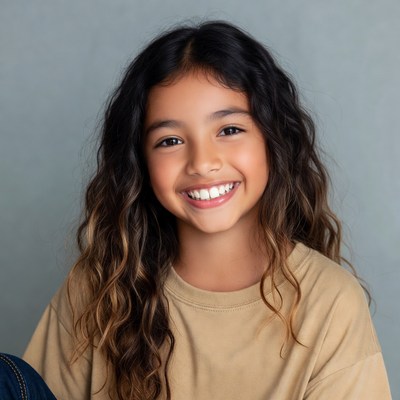 Smiling girl with curly hair