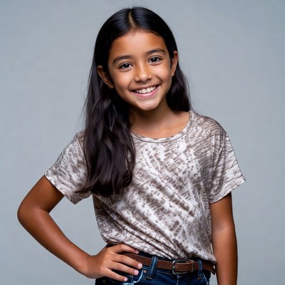 Smiling girl with long dark hair