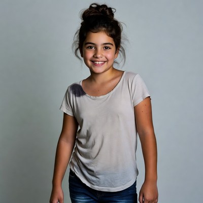 Smiling girl with messy bun