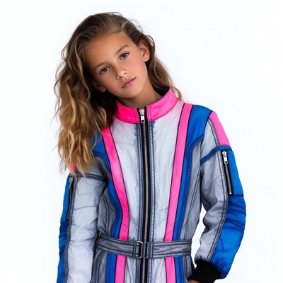 Girl in colorful shiny jumpsuit