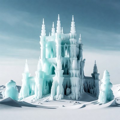 Ice Castle on Snowy Ground