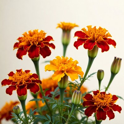 Vibrant Orange Red Marigold Flowers