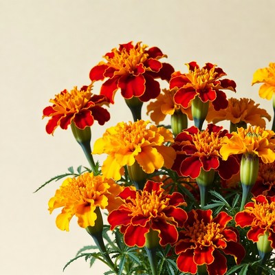 Vibrant Orange Red Marigold Flowers