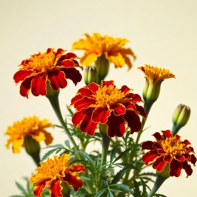Vibrant Orange Red Marigold Flowers