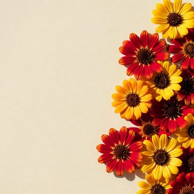 Colorful Daisies on White Background