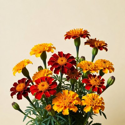 Vibrant Orange Red Marigold Flowers Bouquet