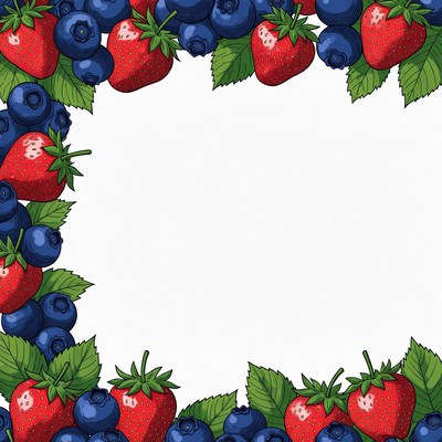 Strawberry Blueberry Frame Illustration