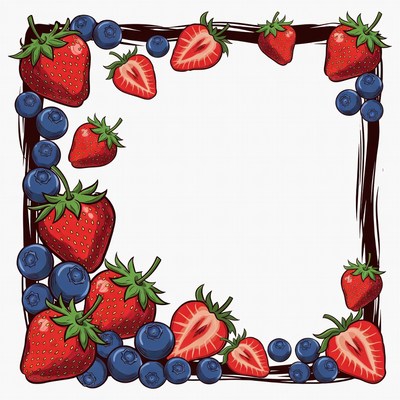 Strawberry Blueberry Frame Border