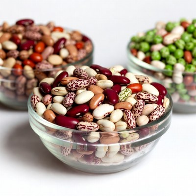 Mixed Beans in Glass Bowls