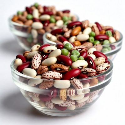 Mixed Beans in Glass Bowls