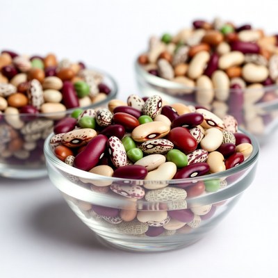 Mixed Beans in Glass Bowls