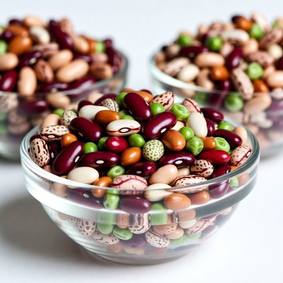 Mixed Beans in Glass Bowls