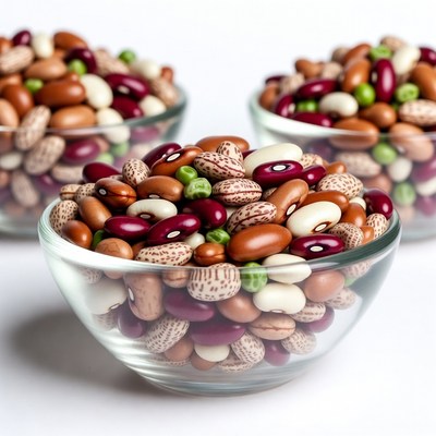 Mixed Beans in Glass Bowls