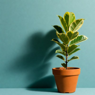 Variegated Ficus Plant in Terracotta Pot