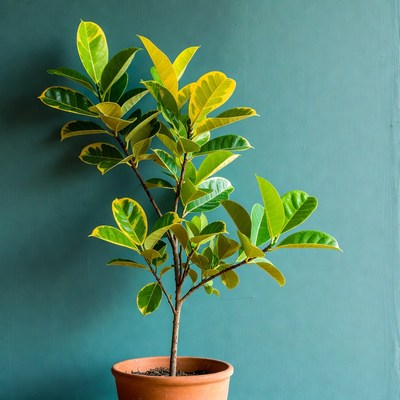 Variegated Ficus Plant in Terracotta Pot
