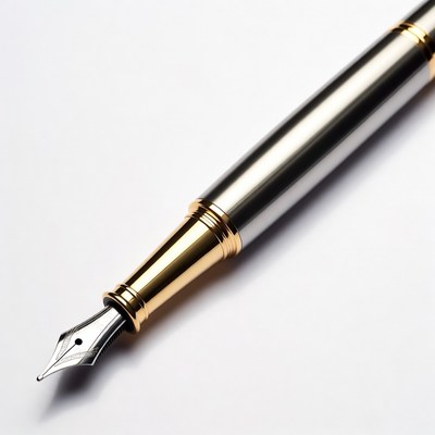 Silver Fountain Pen with Gold Accents