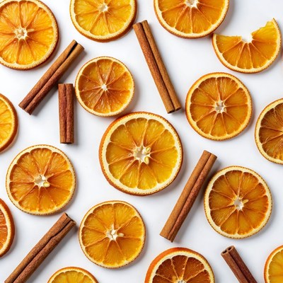 Dried Orange Slices with Cinnamon Sticks