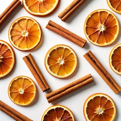 Dried Orange Slices and Cinnamon Sticks