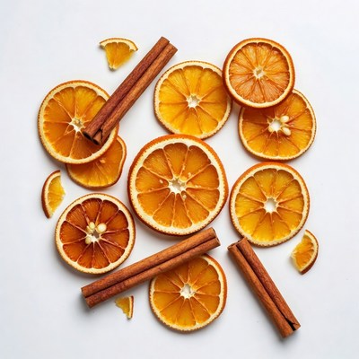 Dried Orange Slices with Cinnamon Sticks