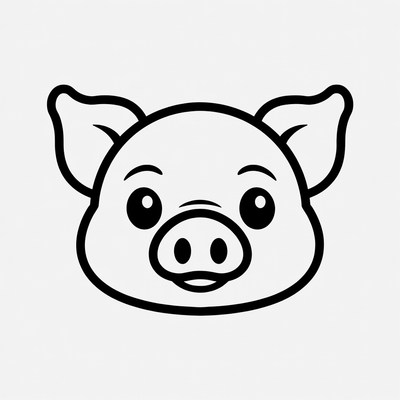Cute Pig Face Outline