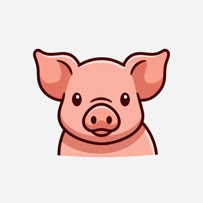 Cute cartoon pink pig