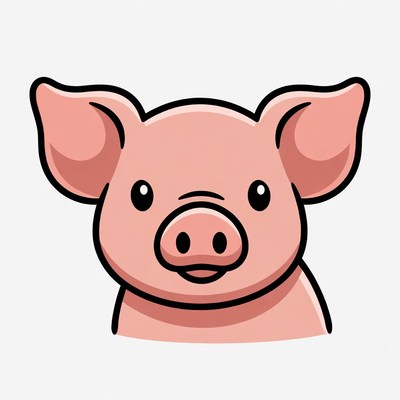 Cute cartoon pink pig face
